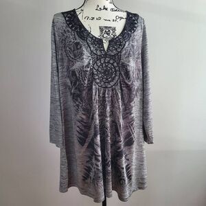 Vintage y2k apt‎ 9 grey graphic top bedazzled grunge rocker punk